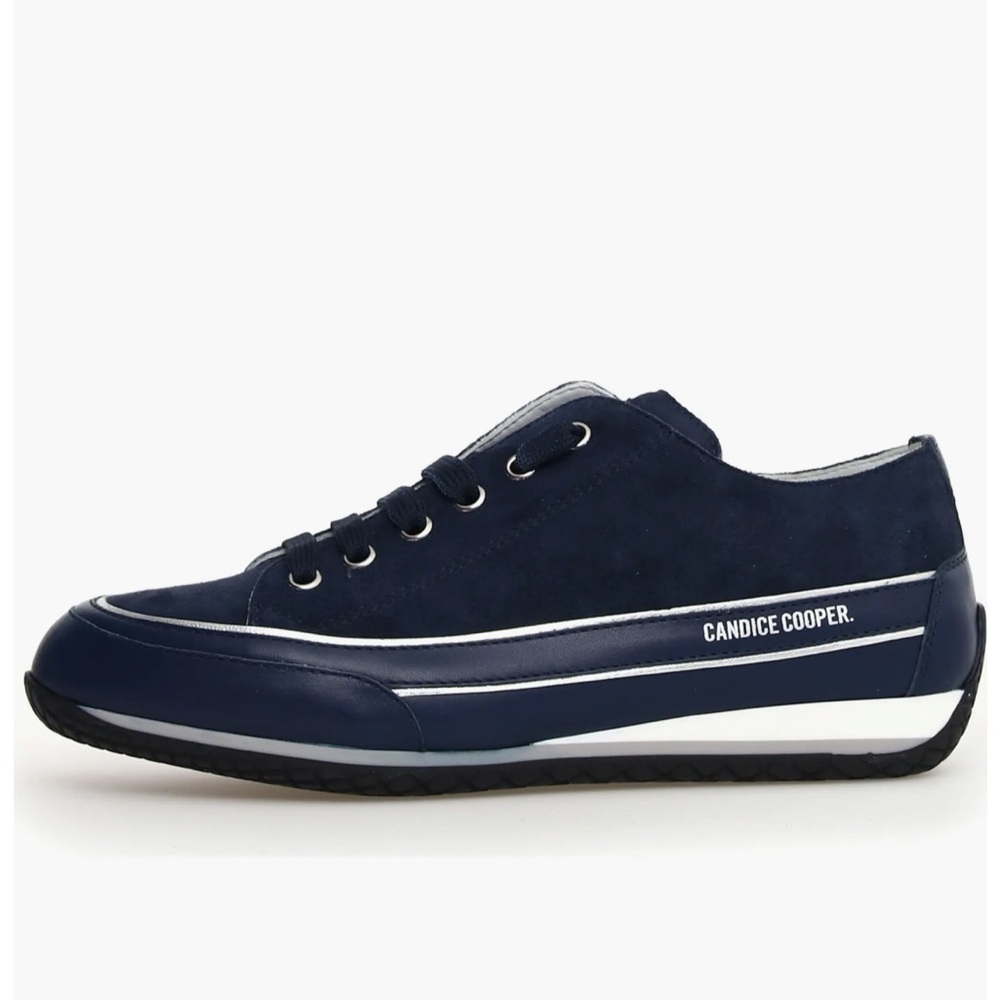 NWT Candice Cooper Janis Strip Sneaker in Navy